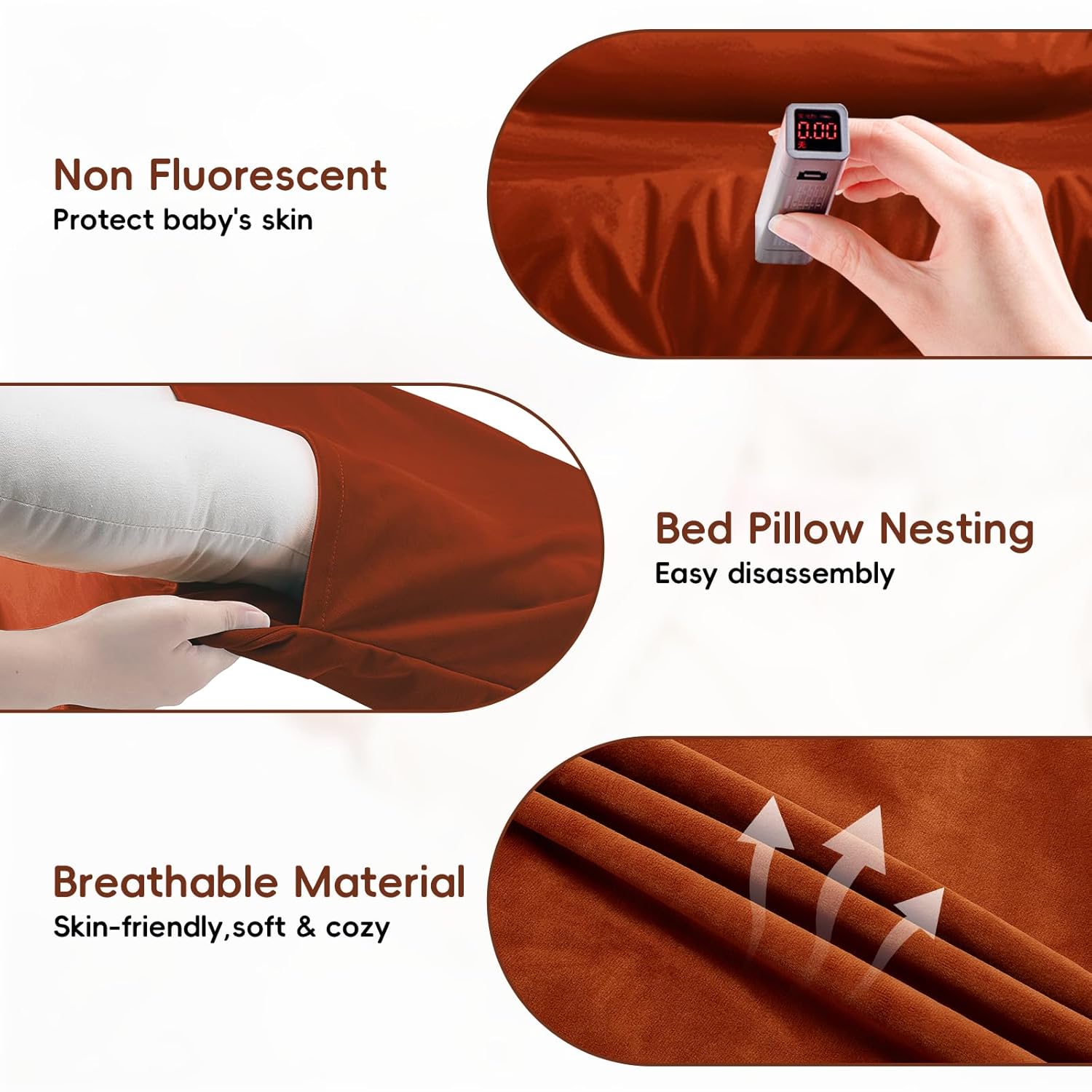 Baby Lounger, Baby Lounger for Newborn 0-24 Months, 100% Breathable Cotton Baby Nest for Tummy Time & Diaper Changes, Portable Infant Essentials for Home & Outdoor(Coffee)