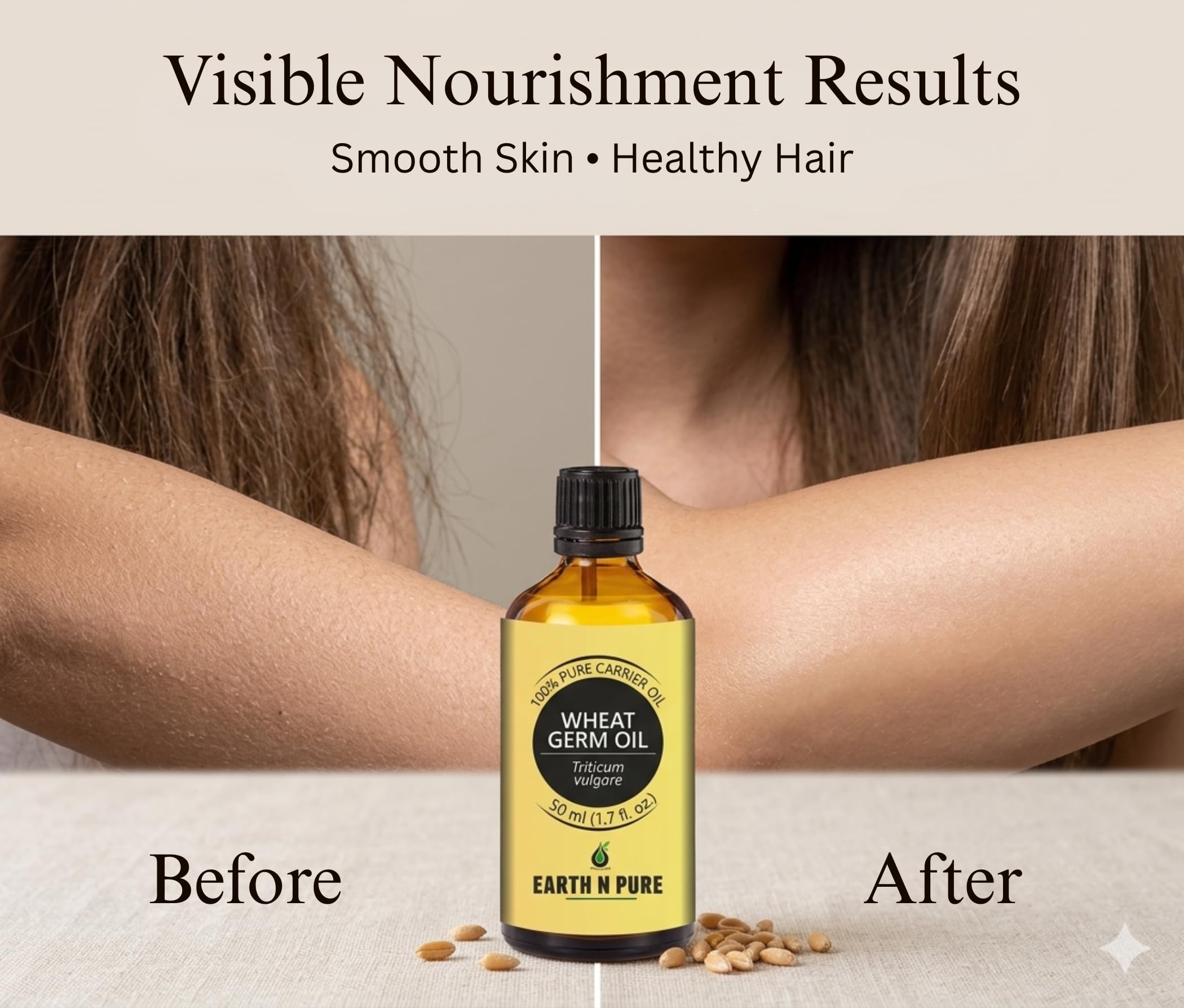 Earth N Pure Wheat Germ Oil 100% Pure & Natural Rich in Vitamin E for Skin Care, Hair Growth & Face β Cold Pressed Wheatgerm Oil for Massage, DIY & Aromatherapy- 15ml 4