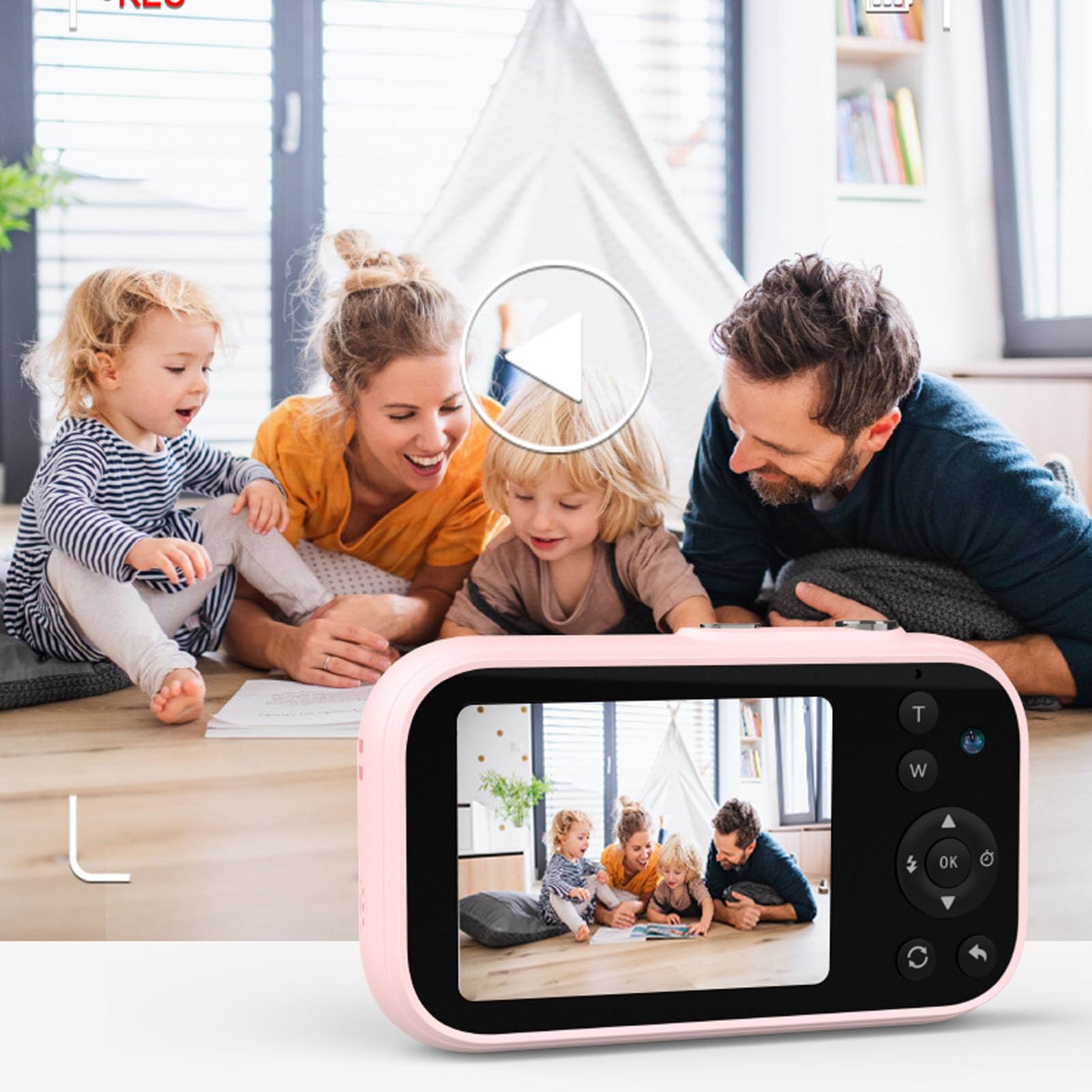 Aparat Cyfrowy, 2,8-calowy Aparat Dziecięcy z 16-krotnym Zoomem i 20 Filtrami, Kamera Wideo 4K, Przenośny Kompaktowy Aparat Dziecięcy 48 MP dla Chłopców, Dziewcząt, Studentów (#)