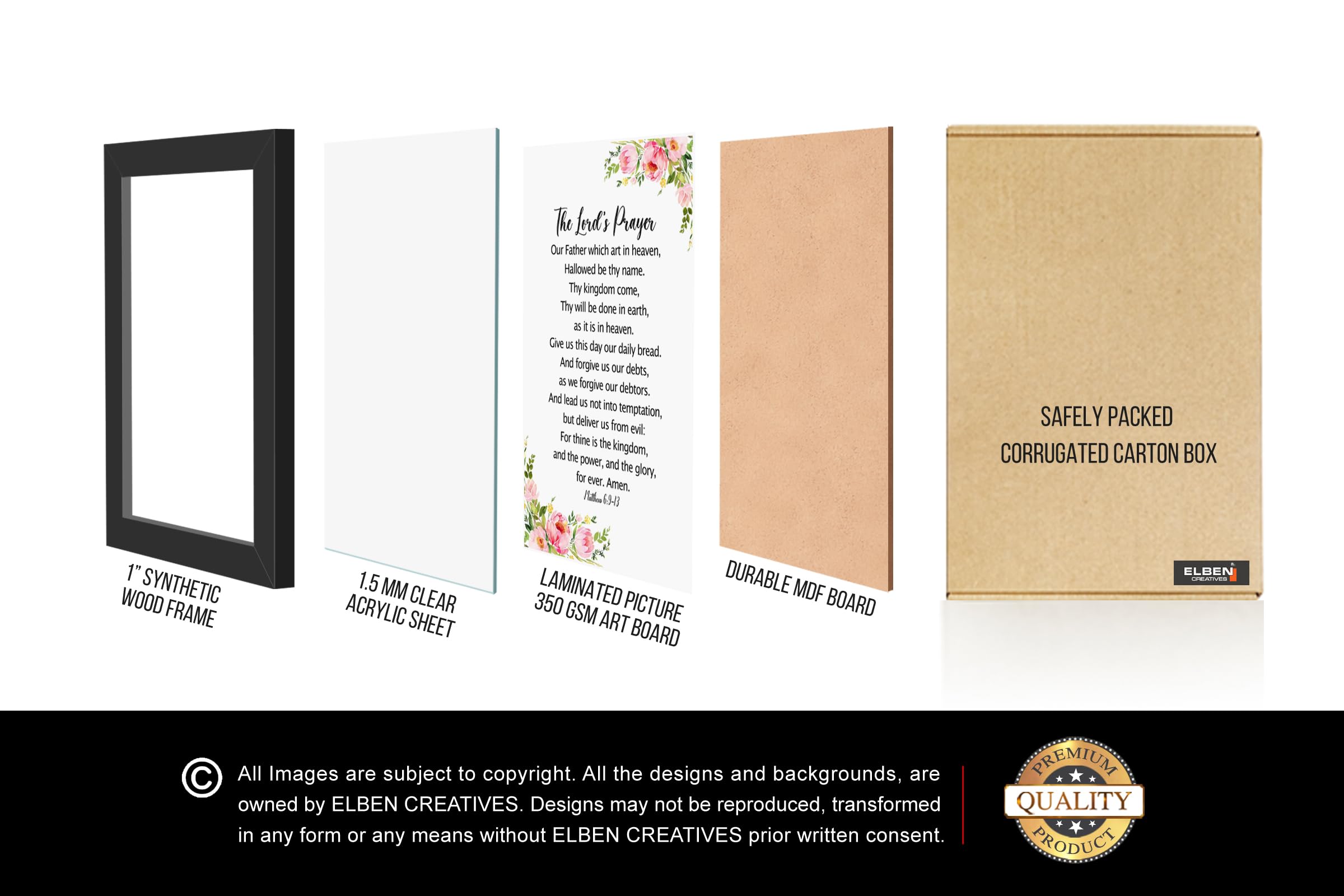 Elben Creatives Bible Verses Wall Frames: The Lord's Prayer-Matthew 6.9-13 1