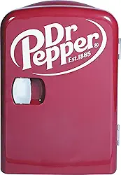 CURTIS MIS153DRP Dr. Pepper Retro Mini Refrigerador Portátil Portátil Compacto, Capacidade de 4 litros, 6 latas, Maquiagem, Película, Sem Freon e Ecológico, Marrom
