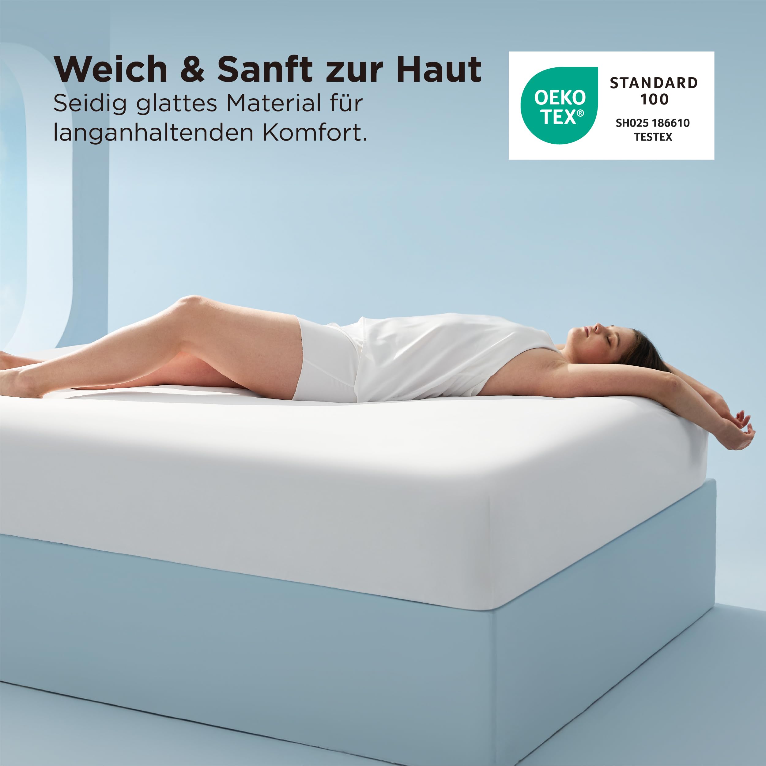 Bedsure Spannbettlaken 140x200cm kühlendes Bettlaken - Sommer Spannbetttuch bis 40cm für hohe Matratzen, Boxspringbett, Oeko-TEX Zertifiziert Q-MAX 0.4-Kühlstoff sorgt, Weiß