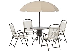 Outsunny 6 Piece Patio Dining Set for 4 with Umbrella