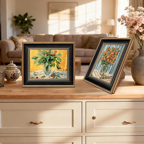 Miniatura 2 de AUEAR, Marco de fotos de 8 x 10 pulgadas para fotos de 8 x 10 pulgadas sin paspartú, estilo vintage, montaje en pared (negro y dorado ornamentado)