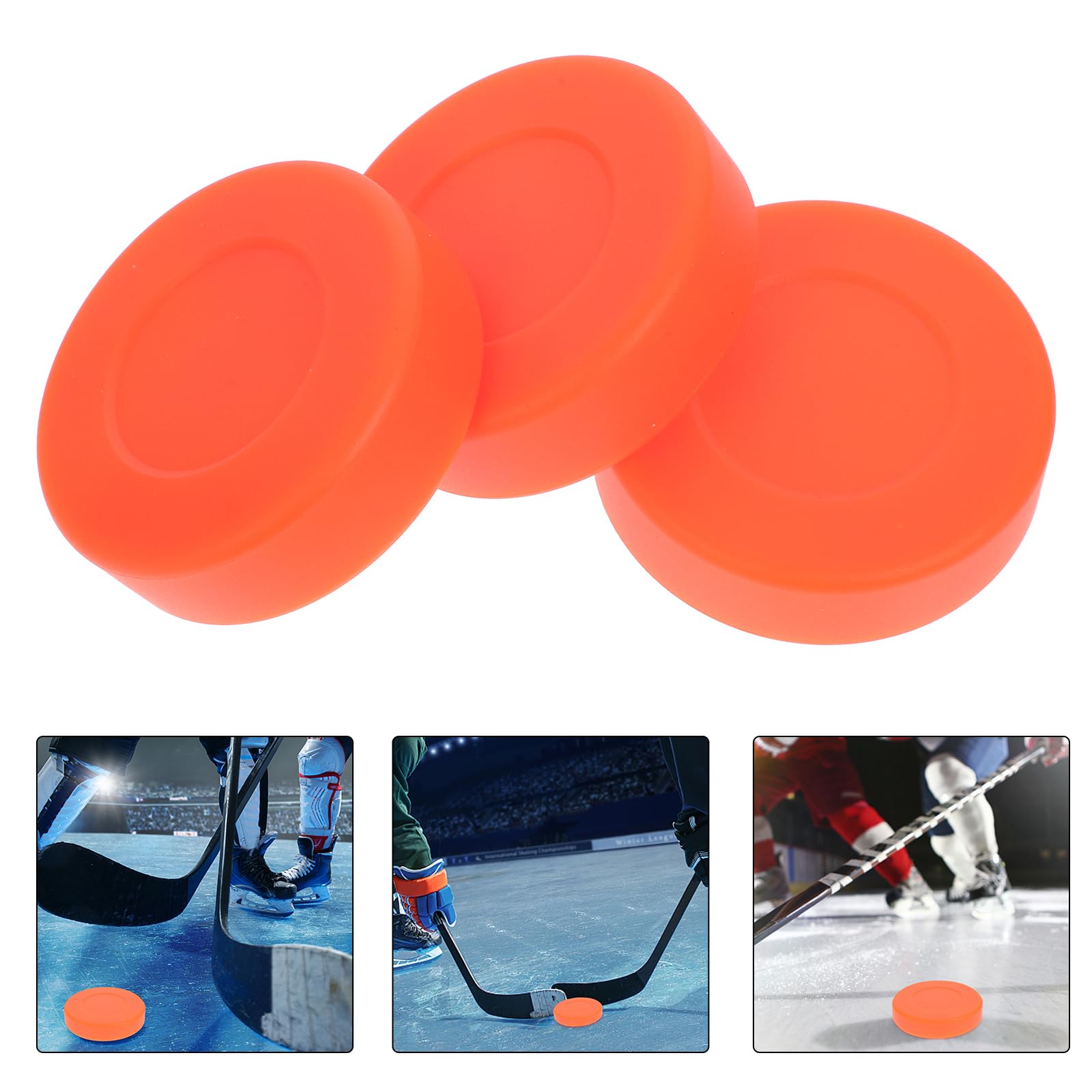 VANZACK Hockey Pucks - Set di 3 palline da hockey regolabili in PVC, per allenamento e competizione, per interni ed esterni, 2 pollici (arancione)