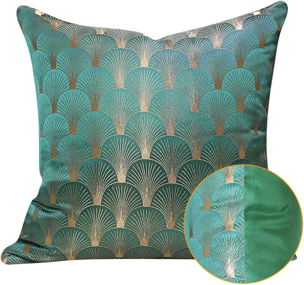 HBJWOV Green Fan Bed Pillow Sofa Villa Office Model Room Velvet Pp Cotton Core Throw
