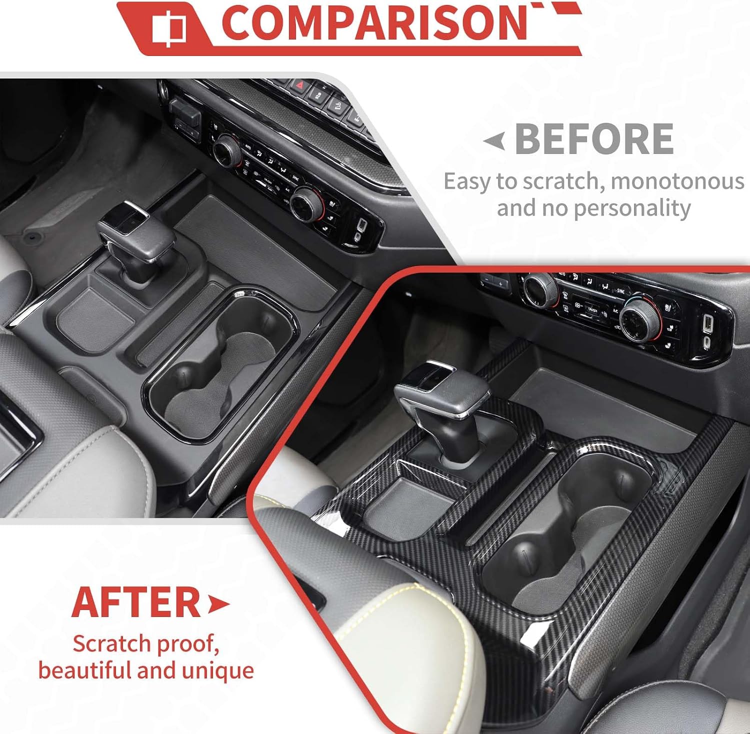 for Silverado Cup Holder Panel Center Console Gear Shift Panel Trim Cover Decoration Interior Accessories Compatible with Chevrolet Silverado 2022+