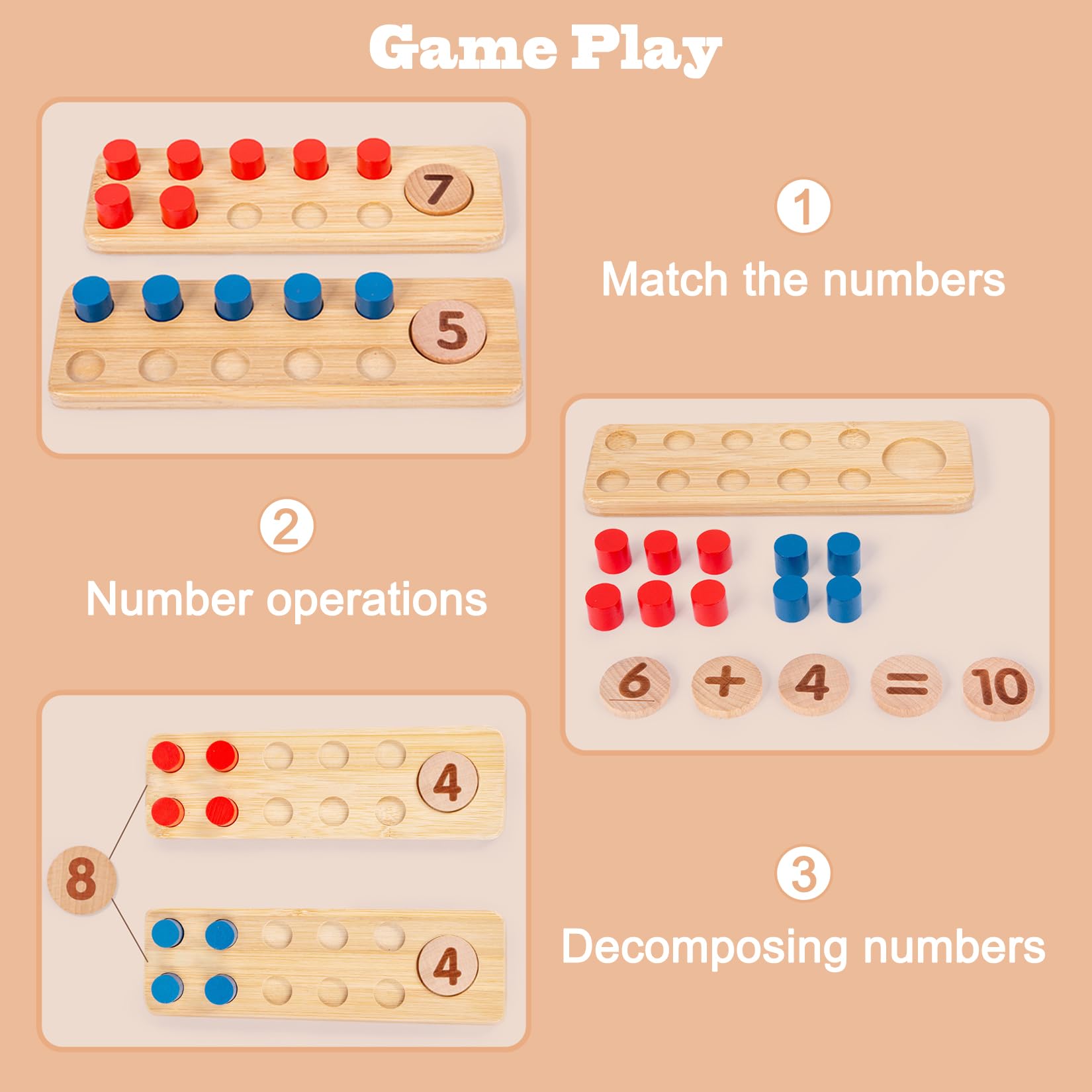 Montessori Spielzeug Intuitibrix Aus Zahlen Lernen Holzspielzeug Addition Und Subtraktion Innerhalb Von 20 Mit Aufbewahrungstasche Für Kinder Ab 2 3 4 5 6 Jahre