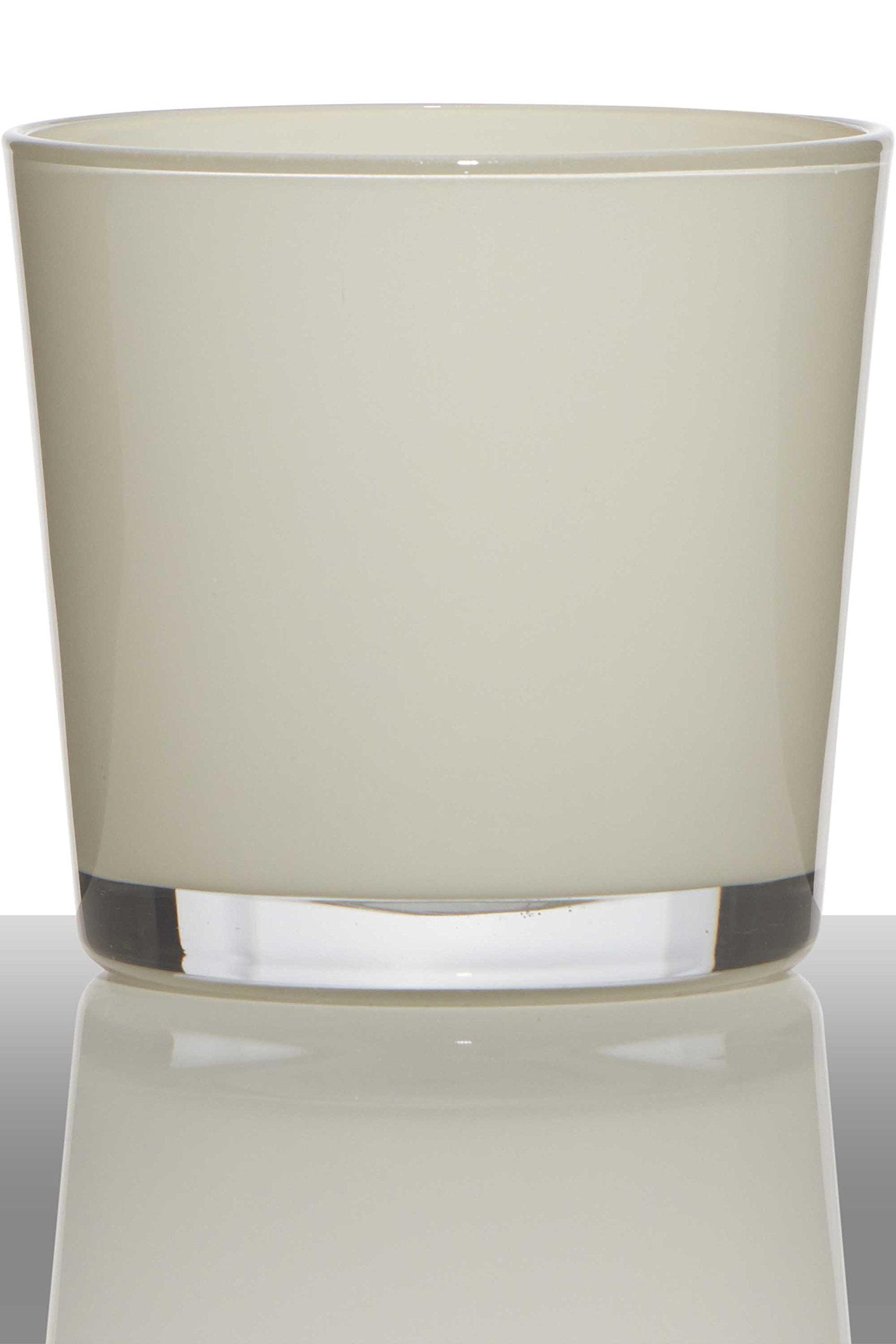 Inna-Glas White Planter Of Glass Alena, Cylinder/Round, Cream, 6"/16Cm, Ø7/17Cm - Glass Jardiniere/Flower Vase