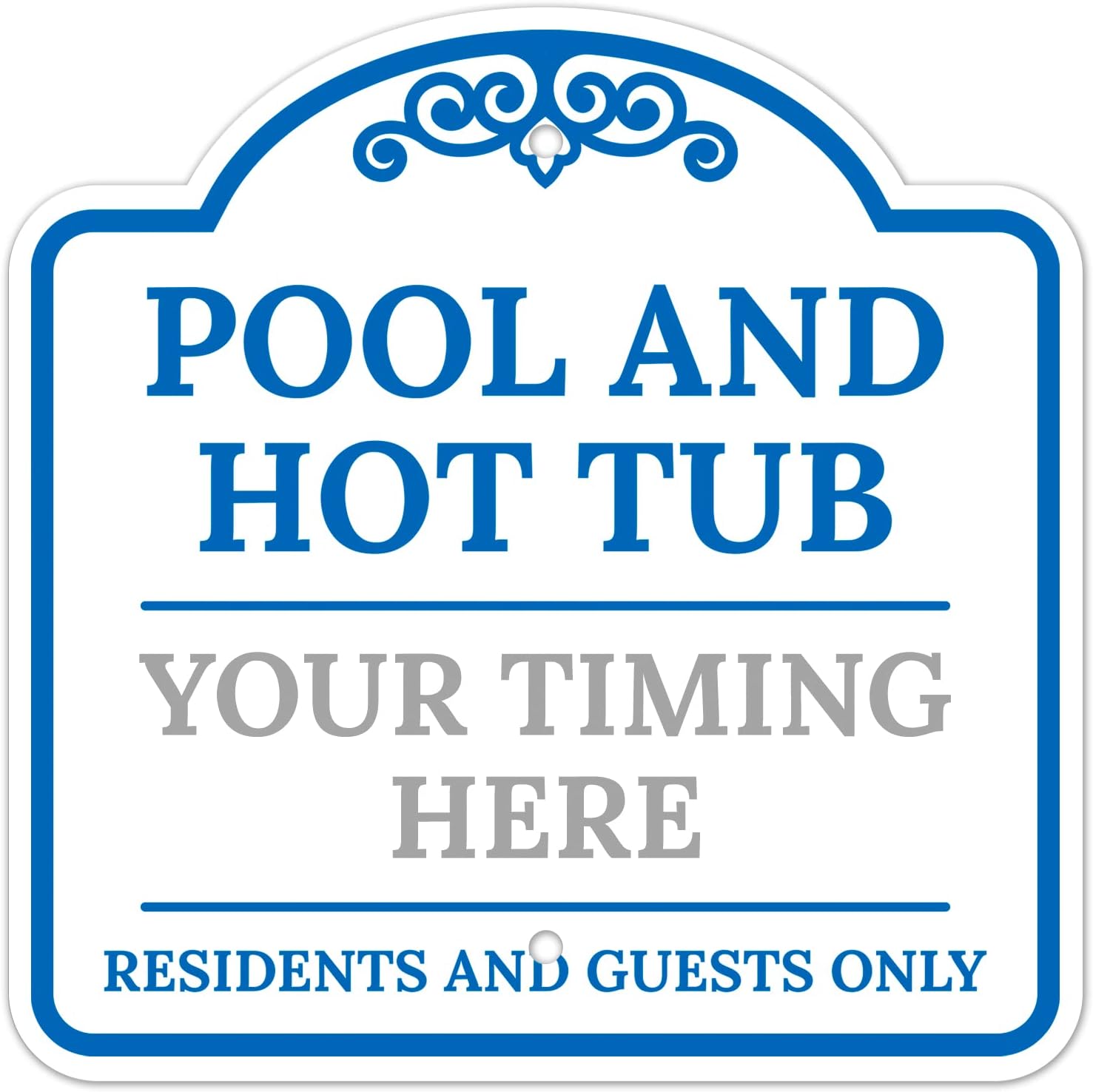 Custom Pool Sign Personalized Pool Hours and Hot Tub Decor Bilingual Blue Sign, 12x12 Inches, ACM, Fade Resistant, Made in USA