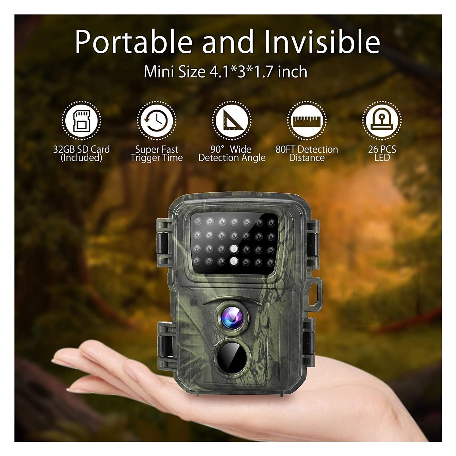 Kamera Obserwacji Dzikiej Przyrody Mini Trail Hunting Kamera Noktowizyjna 20MP 1080P Wildlife Photo Trap Nadzór Śledzenie Akcesoria Myśliwskie Wodoodporna Niezawodny Dokładny Monitoring