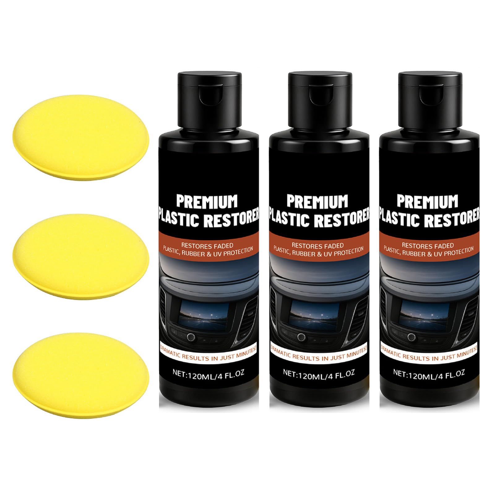 APGLSXY Restorer 3Bottle Formulas Weatherproof Protections for Car Dashboards Patio Furniture Maintenance Black Restorer