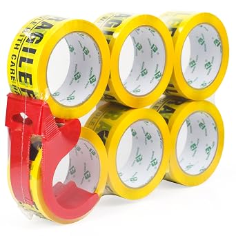 BOMEI PACK 6 Rolls of Parcel Tape Fragile Tape Packing Tape Cardboard Tape 66 m x 48 mm Packaging Material for Parcels and Cardboard Packing Tape with High Adhesion in Professional Quality
