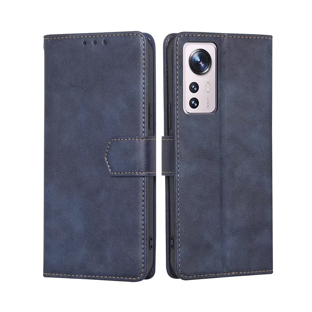 RankOne Etui z klapką do Xiaomi MI 12 / Xiaomi MI 12X 6.28, pokrowiec na telefon ze skóry PU futerał - niebieski