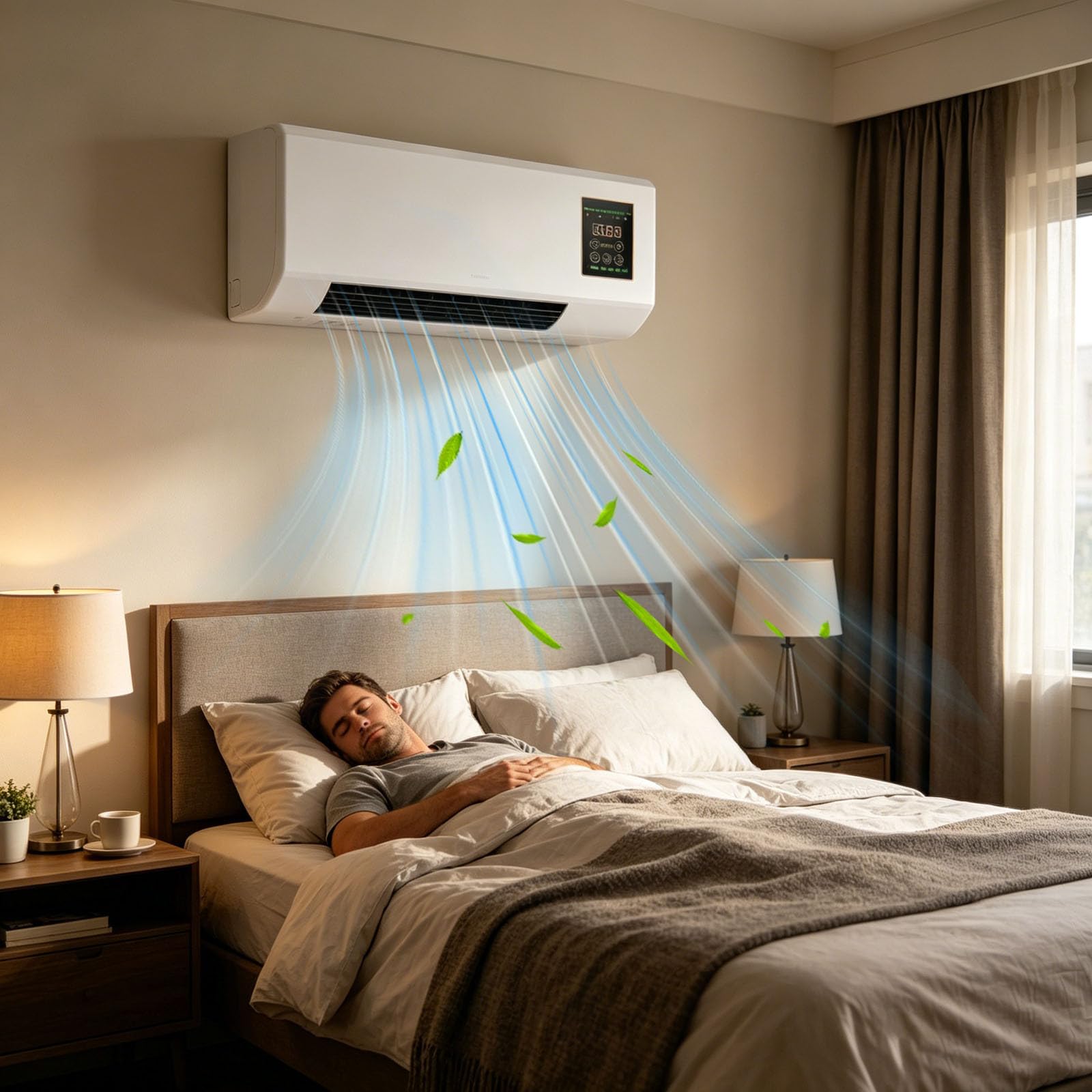 Ventilatore da parete 2 in 1, 1800 W, portatile, senza canali, silenzioso, con telecomando e timer, per la cameretta dei bambini (White2, A)