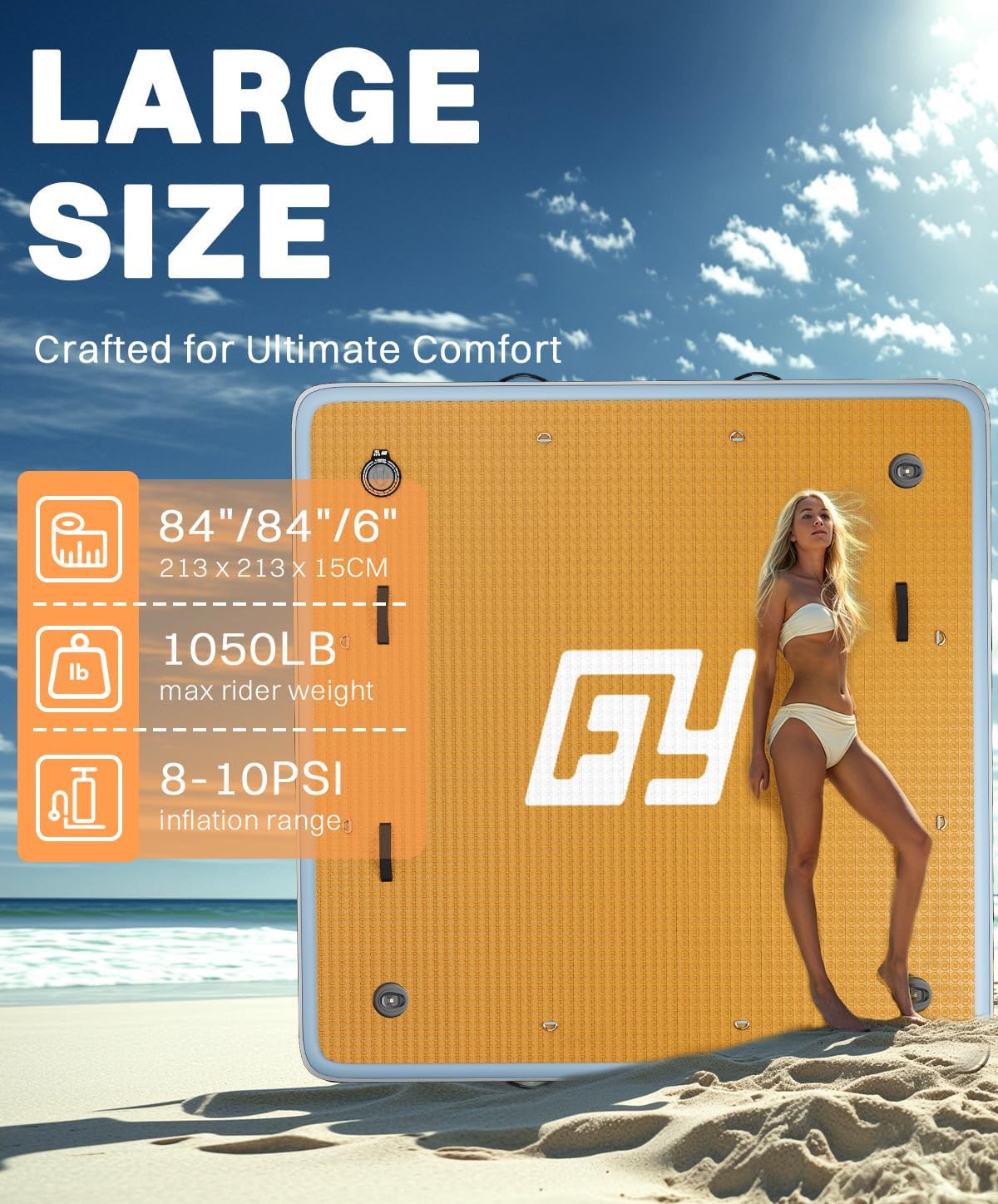 Pool Lounger Float| Sunken Mesh Seat| 100°Golden Angle&Cup Holder| 12mm Eva Soft Foam| 2-in-1 Handle with D-Ring| Floating Chair for Lake, Pool, Boat| 1 or 2 Pack or with 7x7FT Dock