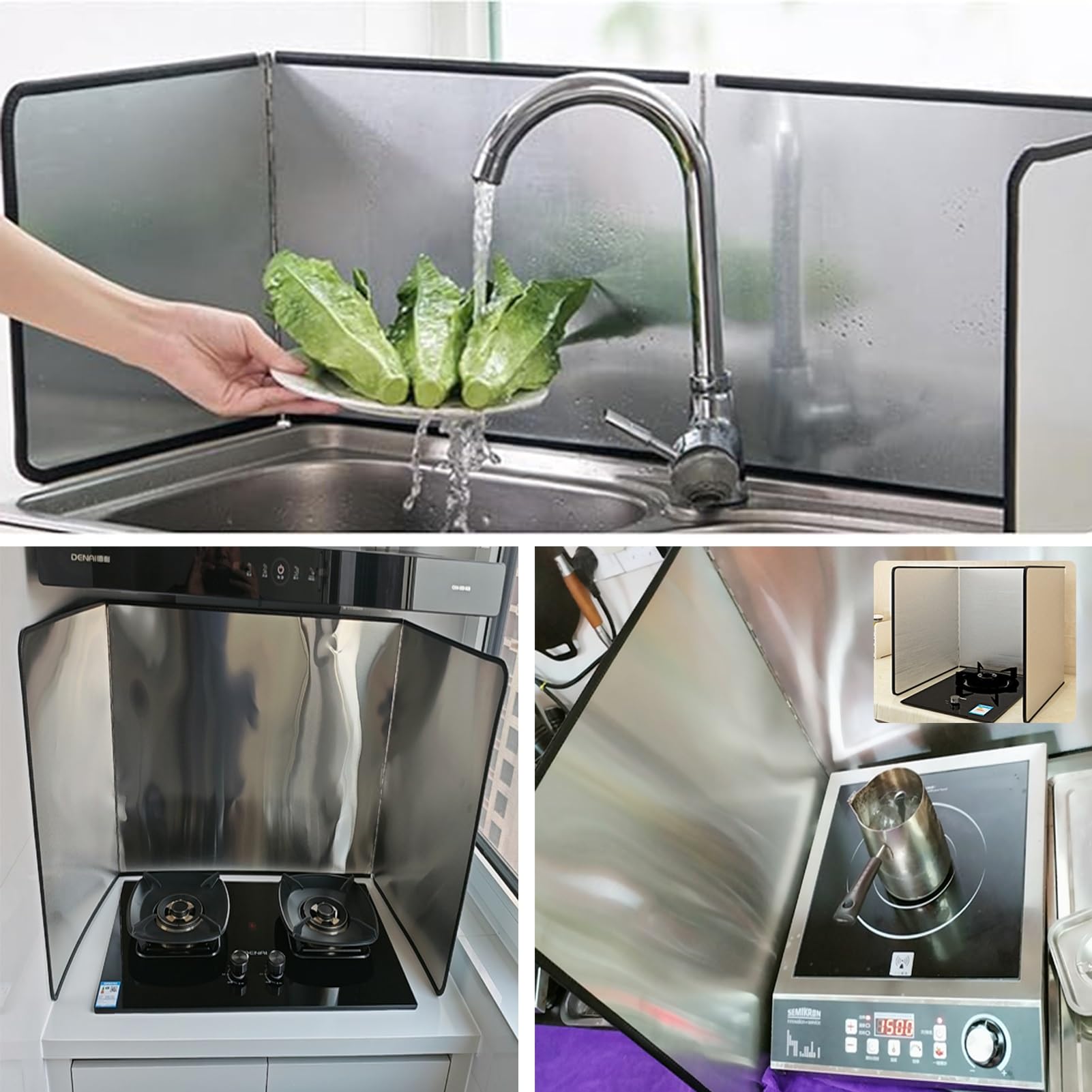 Protector contra salpicaduras de fregadero de acero impermeable para estufa, cubierta de cocina ignífuga y a prueba de quemaduras