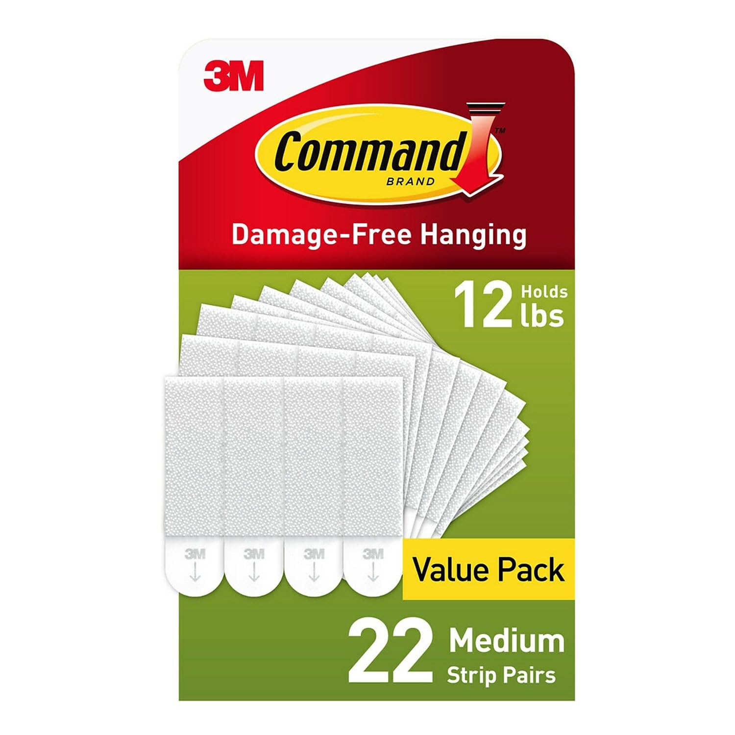 Command Medium Picture Hanging Strips, 22 White Adhesive Strip Pairs (44 Strips), Damage Free Hanging Picture Hangers, N