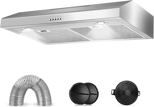 Miniatura 16 de Campana extractora de 30 pulgadas para debajo del gabinete, 1200 CFM, campana de ventilación de acero inoxidable ultra potente con 4 velocidades,