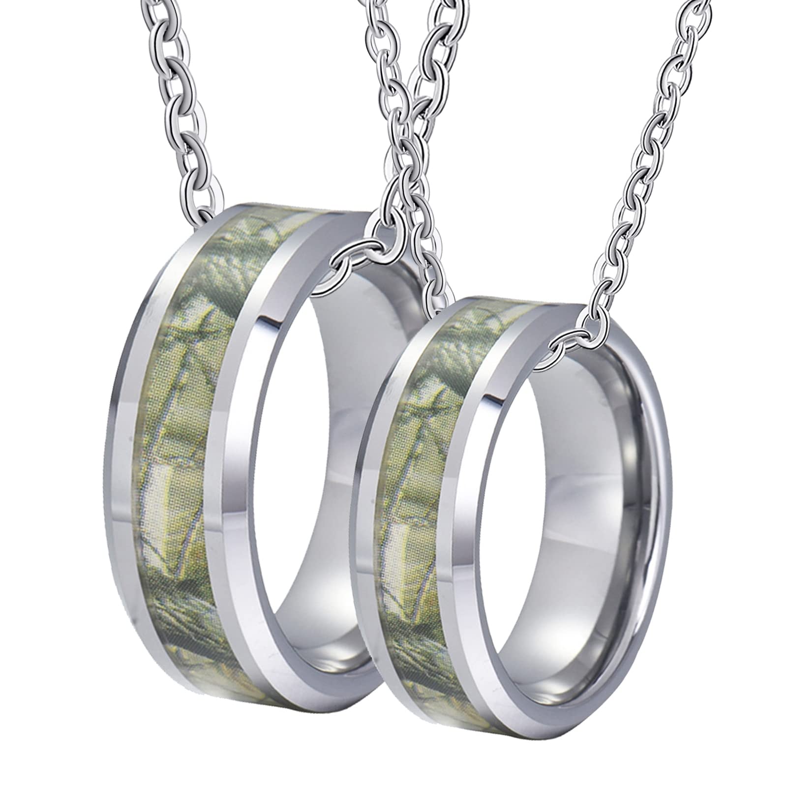 Gualiy Collar personalizado para parejas, collar de tungsteno de 8 mm, anillo de plata con patrón de rama colgante