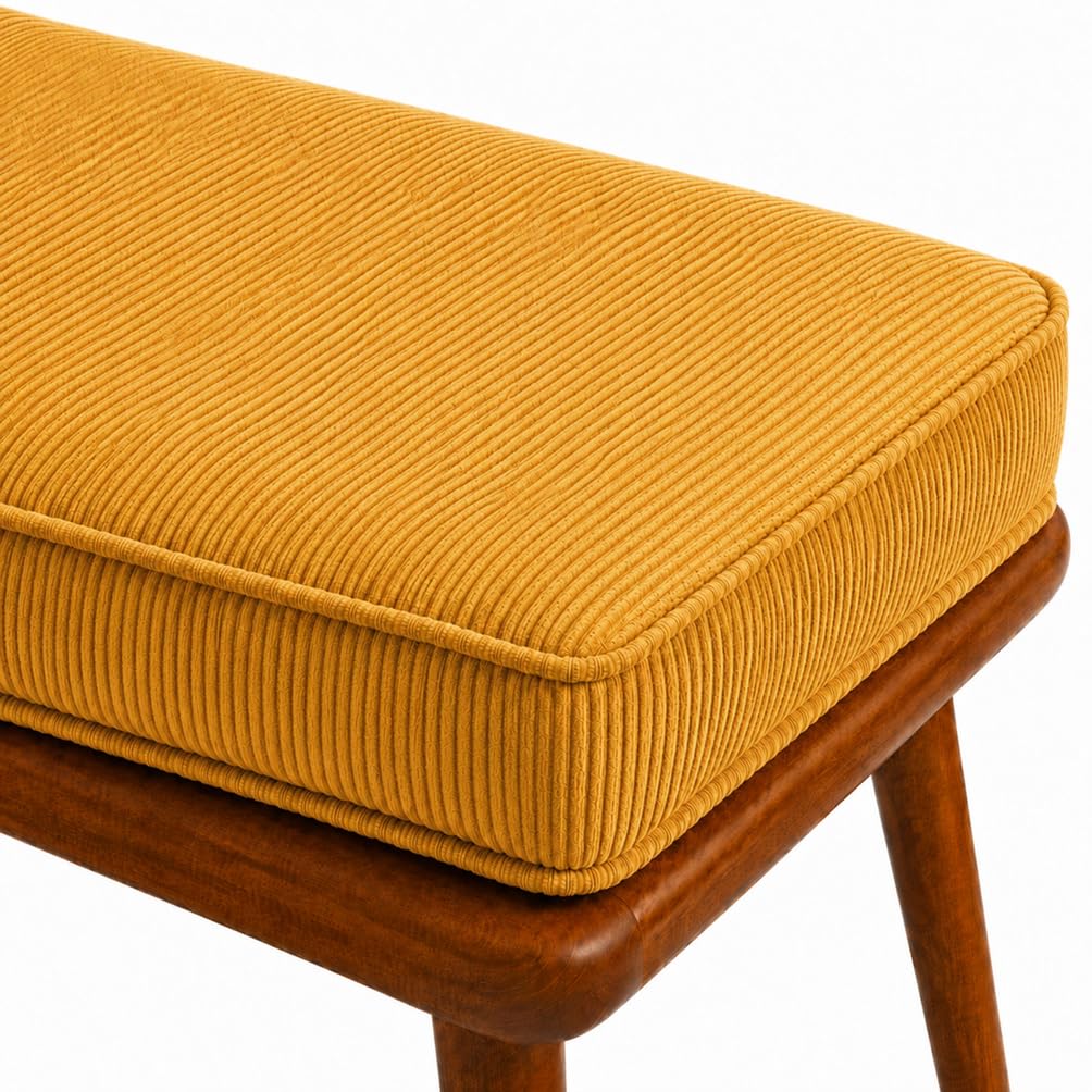 AEHO Cuscino per Panca da Interno,180x45x5cm, Cuscino Lungo per Ingresso Corridoio Divano, Cuscino per Sedile sfoderabile con Fondo Antiscivolo, 2 Lacci, 5cm 50D,Turmeric Yellow