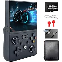 R36MAX 2 Retro Handheld Console, 4.5" IPS HD Portable Gaming Emulator, Detachable Grip, 20000+ Classic Arcade Games, Open Source Linux & 4000mAh Battery Black-128G