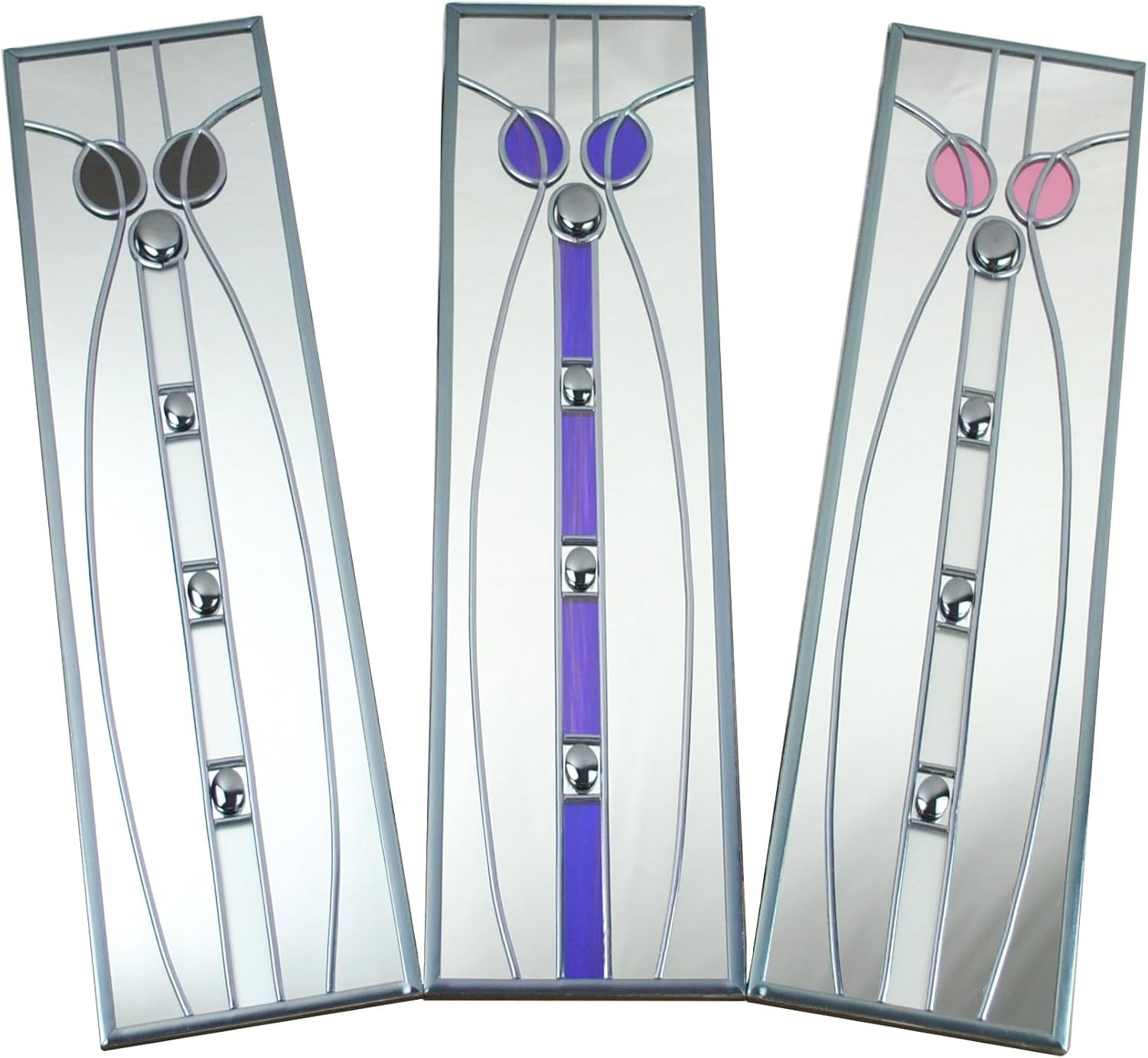 Decorative Stained Glass Mirror in a Mackintosh Hunterian Column Design (gold)