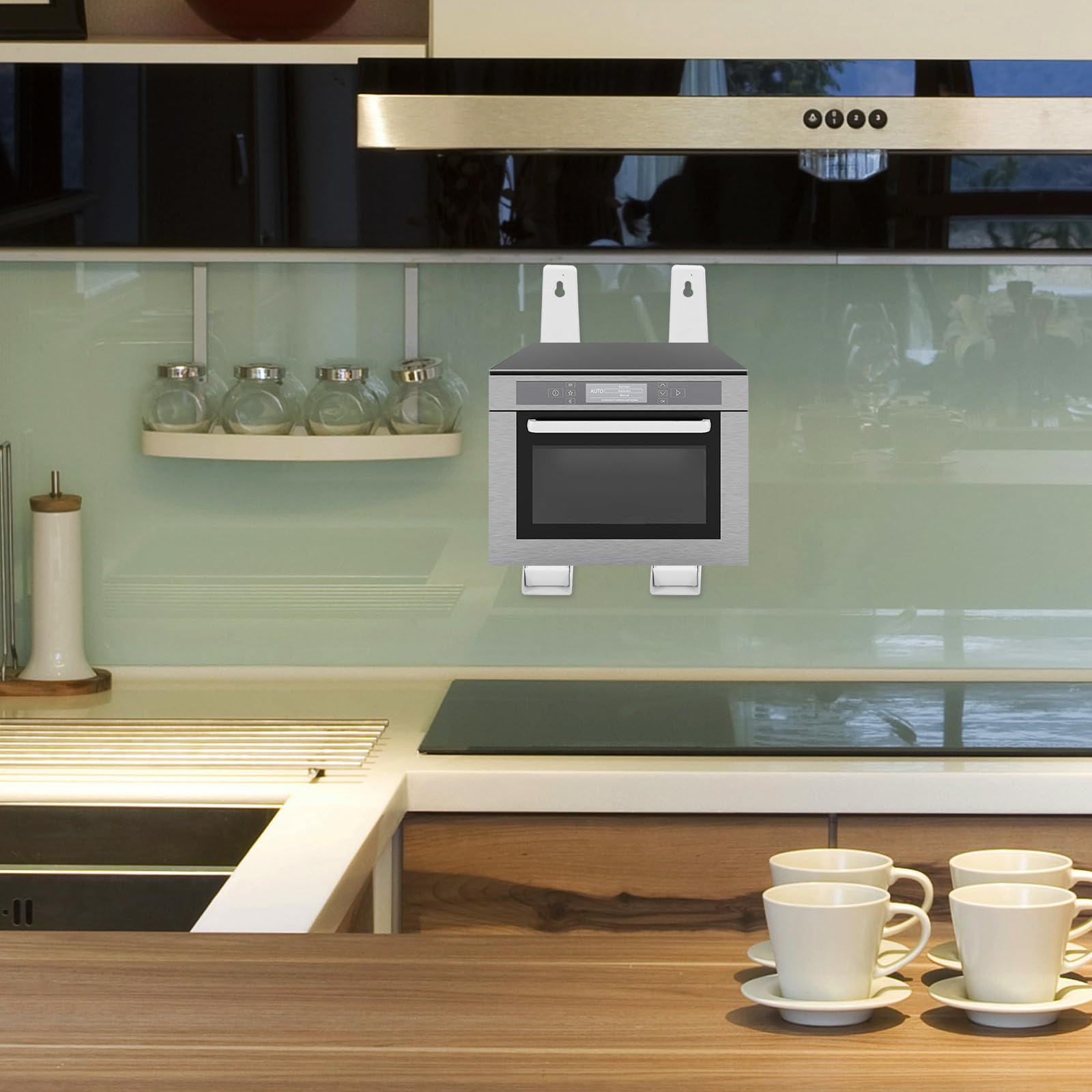 2piezas Soporte de Pared para Microondas de Acero Inoxidable Plegable Estante Extensible para Cocina Organizada y Ahorro de Espacio Resistente y Duradero