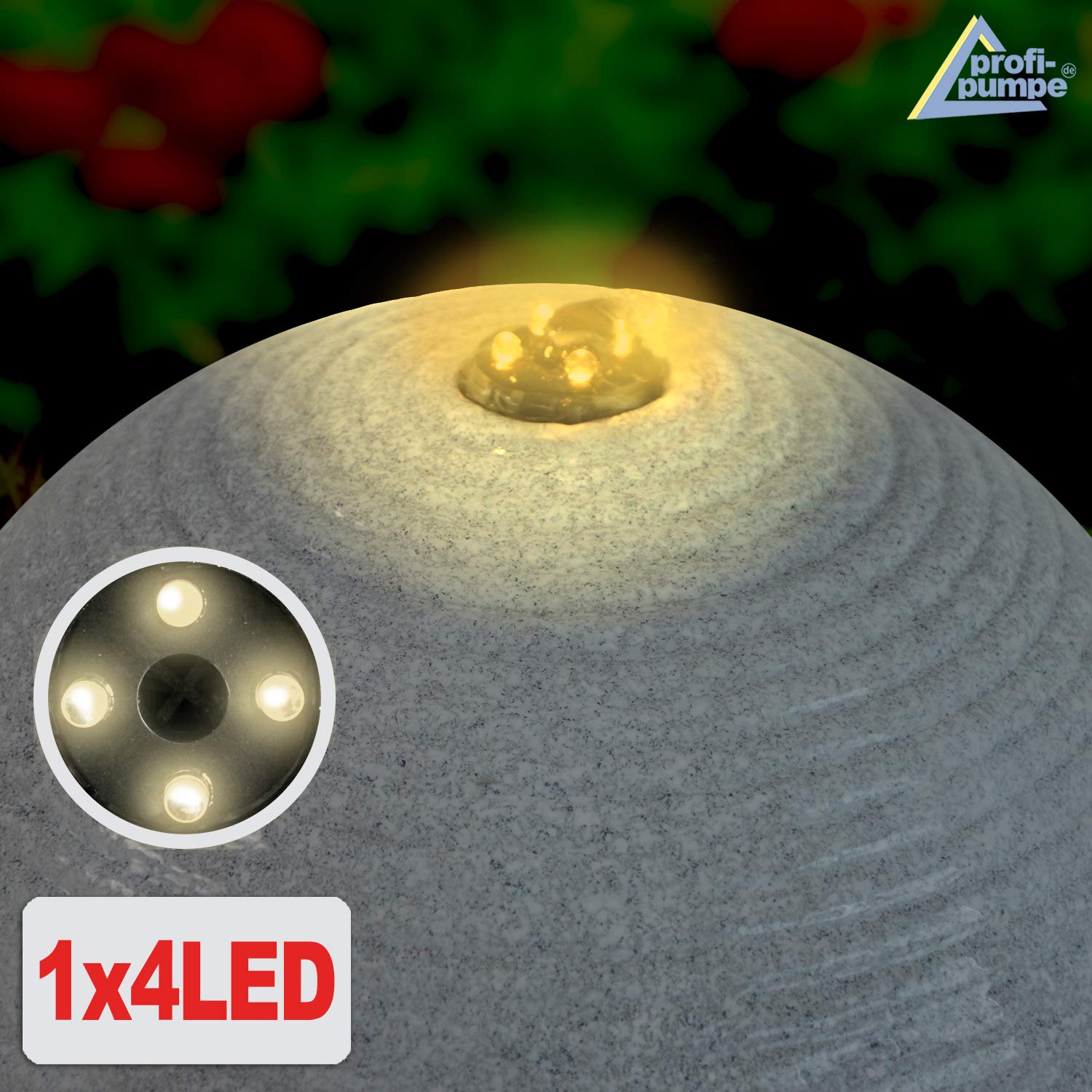 Fuente de Jardin Fuente de Agua esferica 230 V Fuente Decorativa para Jardin, terraza, Balcon con luz LED, Gris Claro