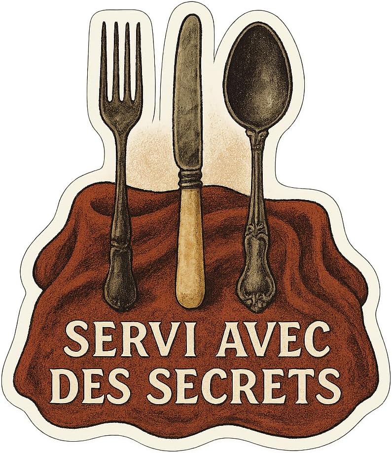 Vintage French Dinner Party Mismatched Cutlery Sticker (2.75" x 3")