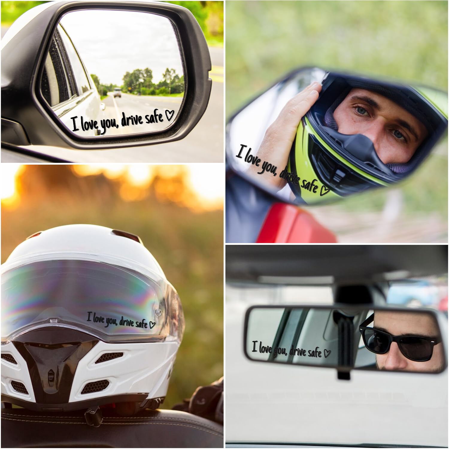Love You Drive Safe Spiegelaufkleber – Wasserdicht, Sonnenfest – Inspirierende Botschaft Für Auto & Motorrad (Silber)