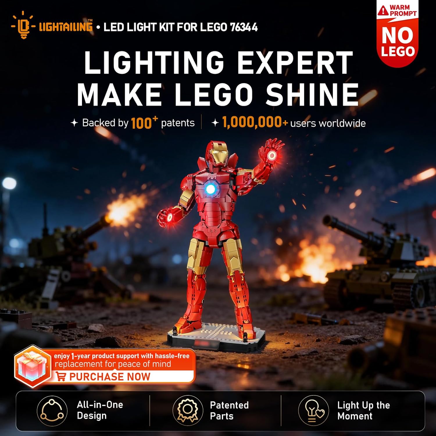 LIGHTAILING Led Light for Lego-76344 Iron-Man Mark-3 Collectors' Edition - Easy Install, Hidden Wiring, Home Decor & Gift-Ready (Model Not Included)