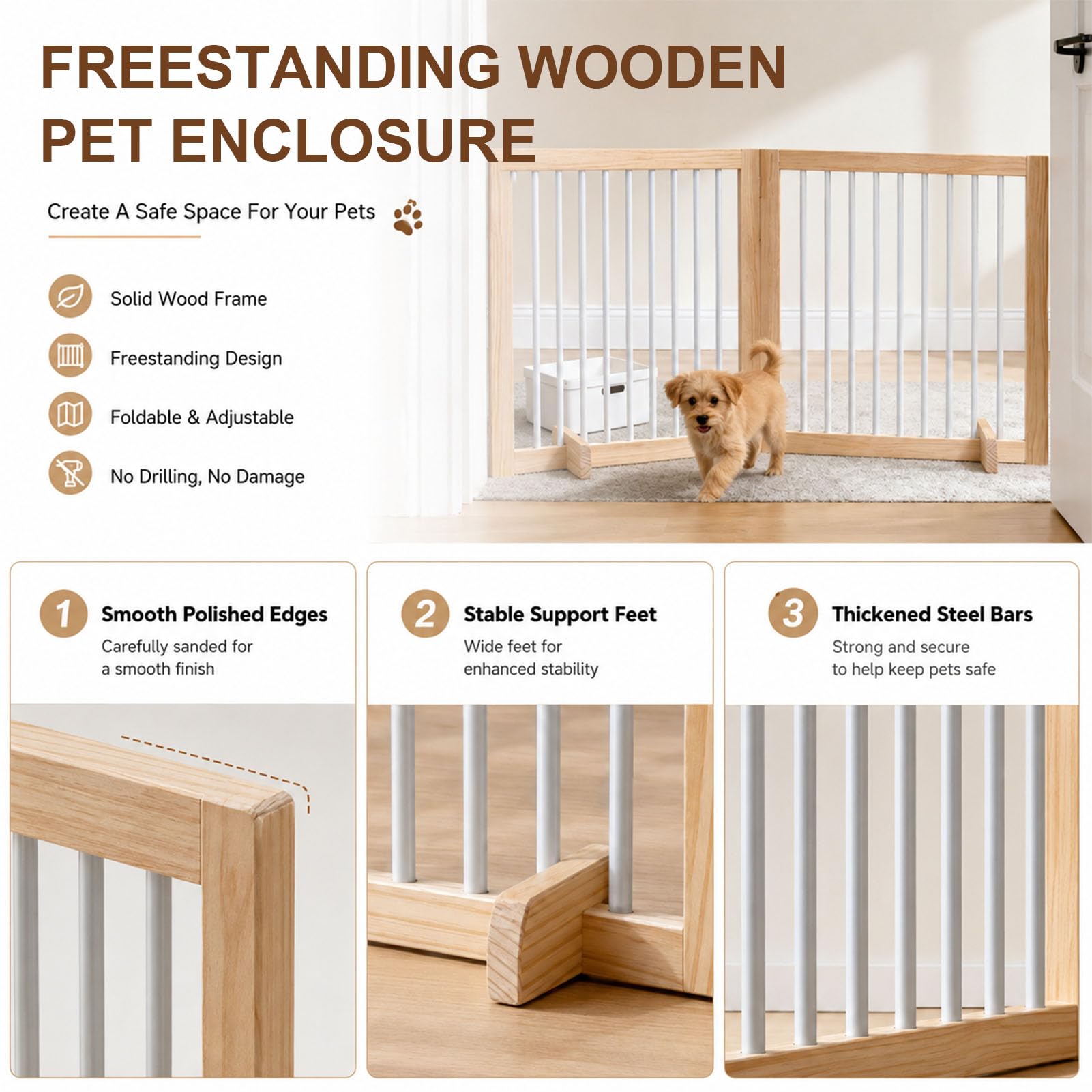 Cancelletto Cani Interno, Barriera Animali Multiforma High 78 CM 2 PCS