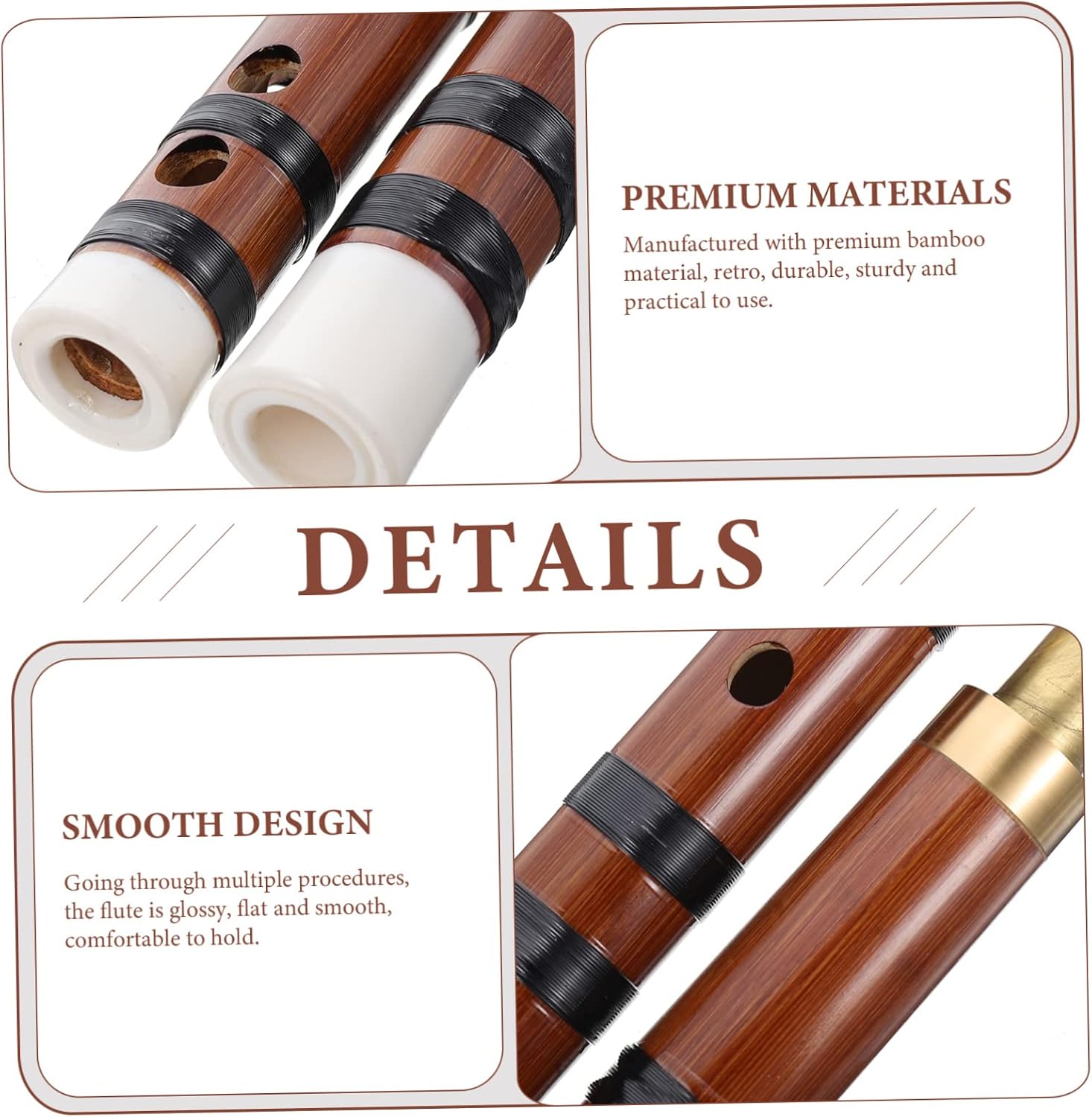 1 Set Bamboo Flute Wood Flute Musical Wooden Flutes Instruments for Adults for
