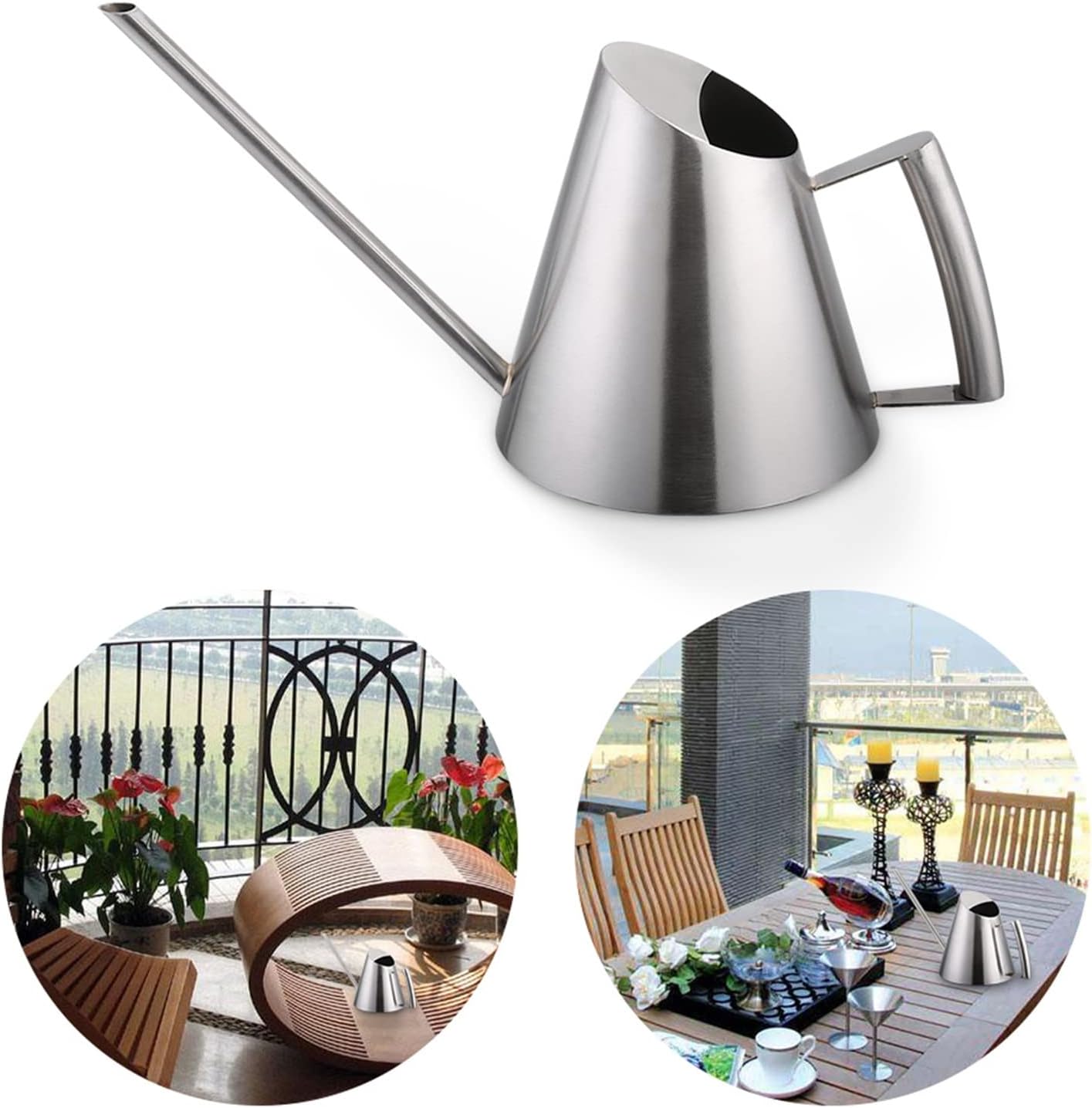 Cute Watering Can,400ml Mini Stainless Steel Watering Can Brushed, Garden Planting Indoor Outdoor