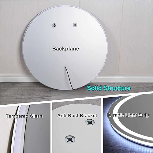 Miniatura 8 de Espejo de baño LED, espejo de tocador de baño iluminado inteligente, control táctil, antivaho, función de memoria, espejo de tocador retroiluminado