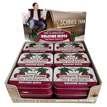 The Office - Schrute Farms Welcome Mints Candy, 1.5 Ounce Tin - 18 Count Display Box