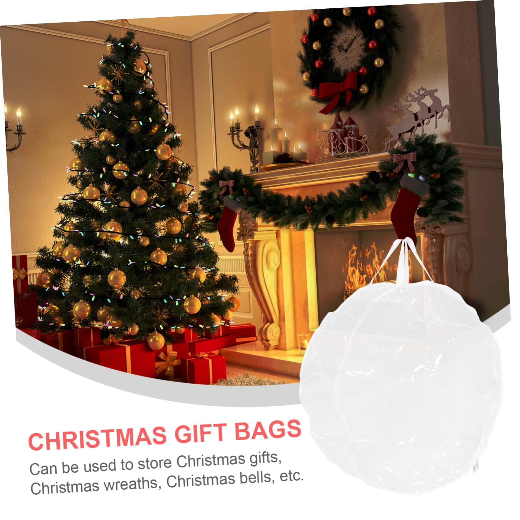 Hohopeti Festival Storage Bag Round Christmas Wreath Bag for Decor Thanksgiving Xmas Storage
