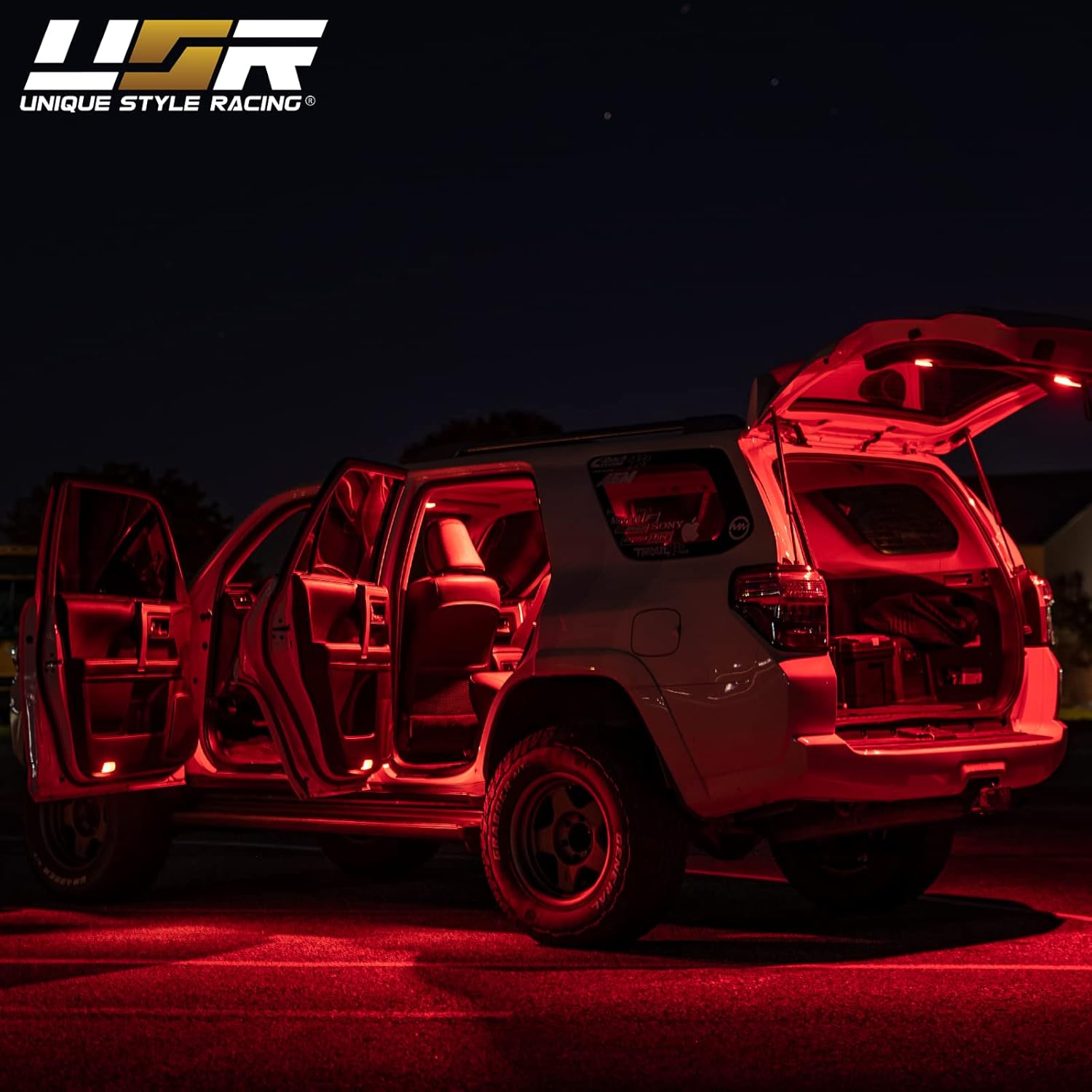 COMPLETE Interior LED Panel (30 LEDs) + 8 Bulbs Set for Center Dome, Door Courtesy, Map, Rear Cargo Lift Gate Light - Compatible with 2010-2022 Toyota 4Runner (Red)