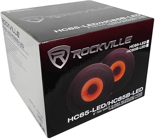 Miniatura 8 de Rockville Par de altavoces de cine en casa HC85-LED de 8 "700 vatios en el techo con LED rojo