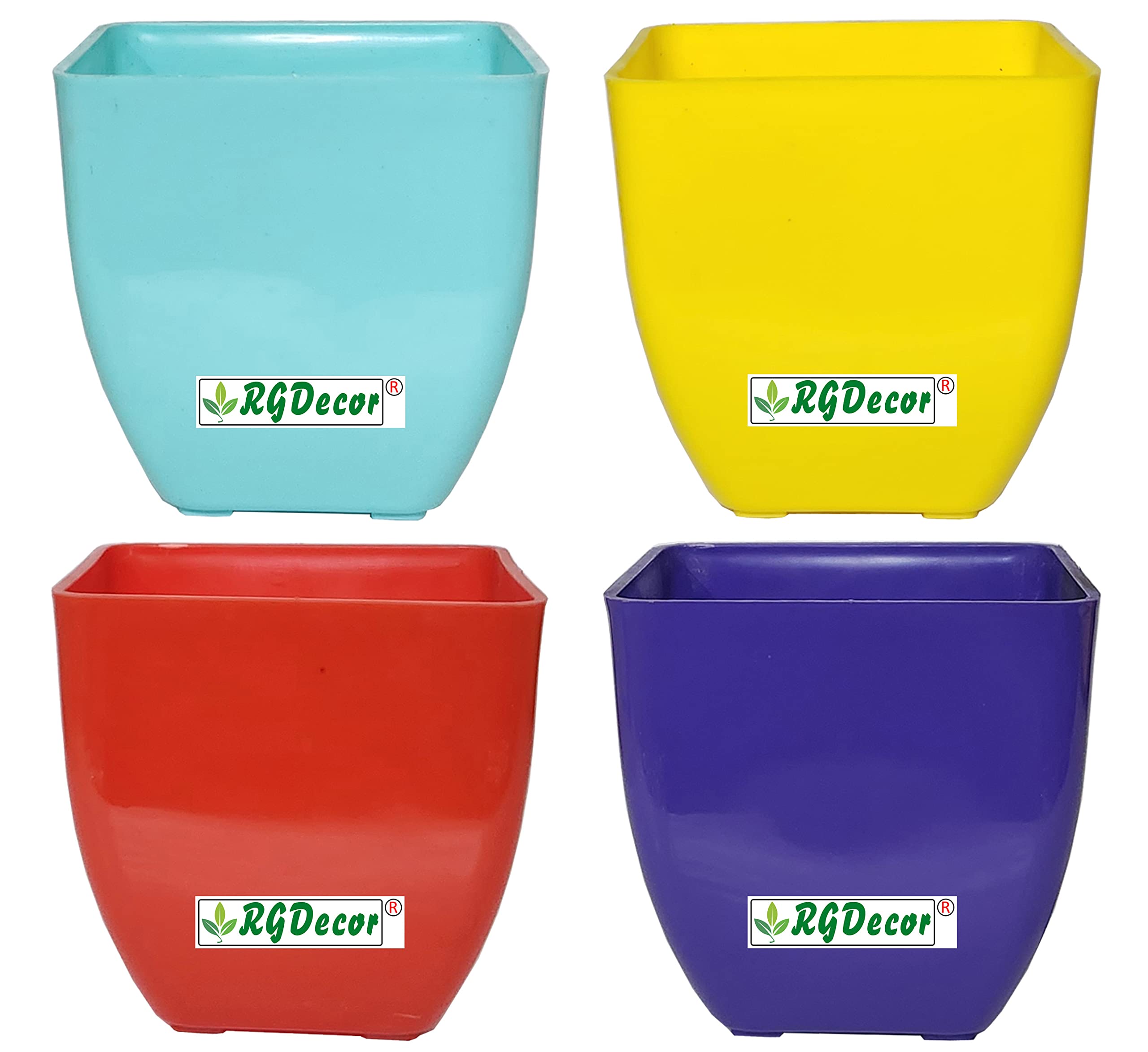 RGDECOR® Pearl Flower Pots | 5 Inches | Set of 4 | Multicolour | Gamla for Home Garden | Plant Pot for Terrace Garden | Plant Containers Set | Planters for Balcony Garden | Gardening Pots - 06