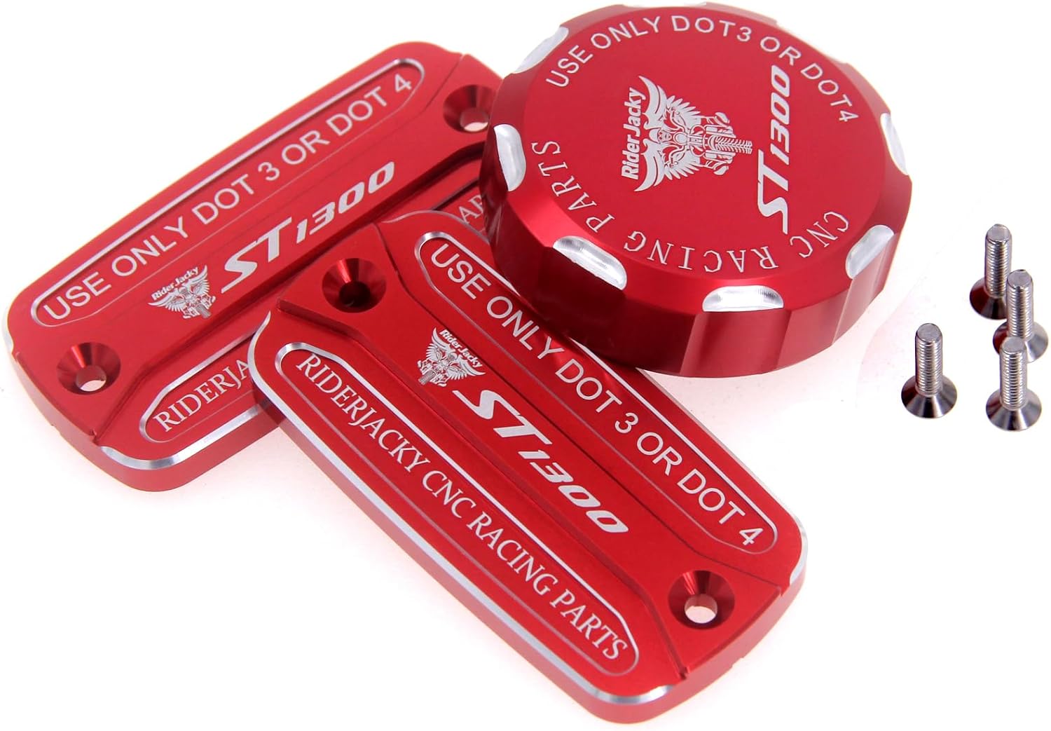 For Honda ST1300/A/AC 2003-2013 | ST1300PA 2005-2018 Motorcycle Front Brake & Clutch and Rear Brakes Master Cylinder Fluid Reservoir Cover ST 1300 Accessories Modified Parts (Red)