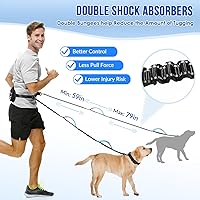 Vista 4 de Correa de perro manos libres con bolsa extraíble con cremallera, correas elásticas que absorben los golpes, doble asa y costuras reflectantes