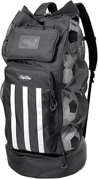 OrgaWise XXL Soccer Ball Bags for Coaches | 600D Oxford Cloth | SBS Zippers | Card Holder | Night Reflective Strips | Plated Holes | Chest Strap | Carry Handle