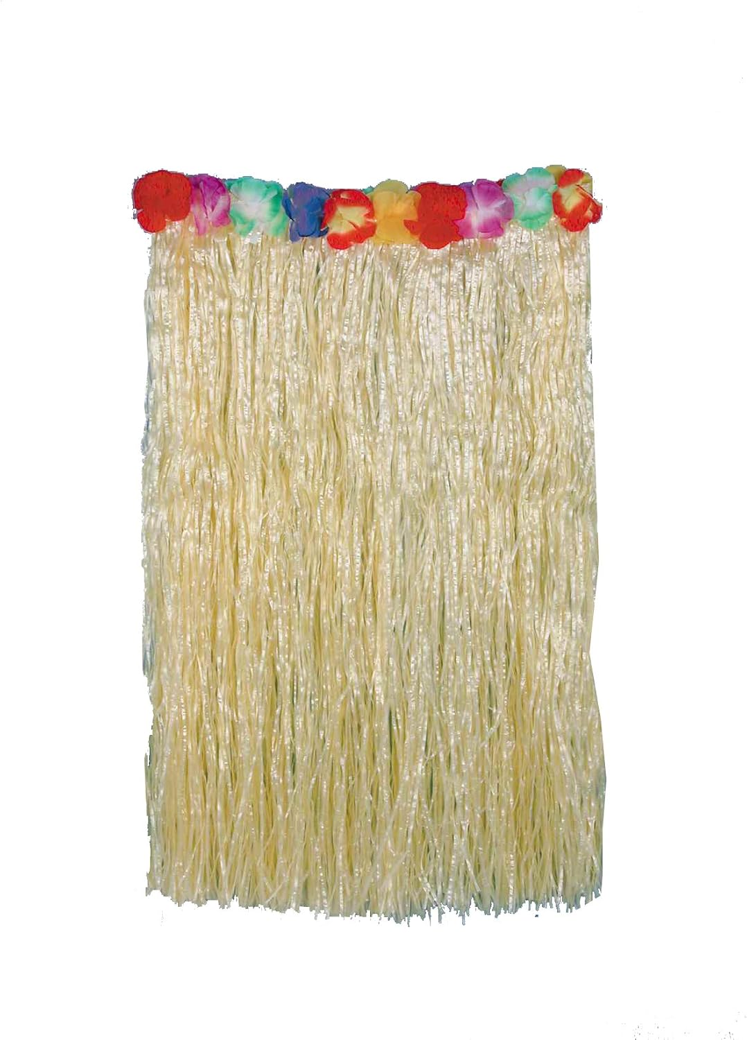 Forum Novelties Women's Hawaiian Hula Dancer Deluxe Straw Grass Skirt with Flower Trim