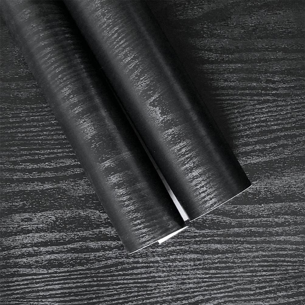 Yancorp Matte Black Wood Contact Paper Peel and Stick Wallpaper for