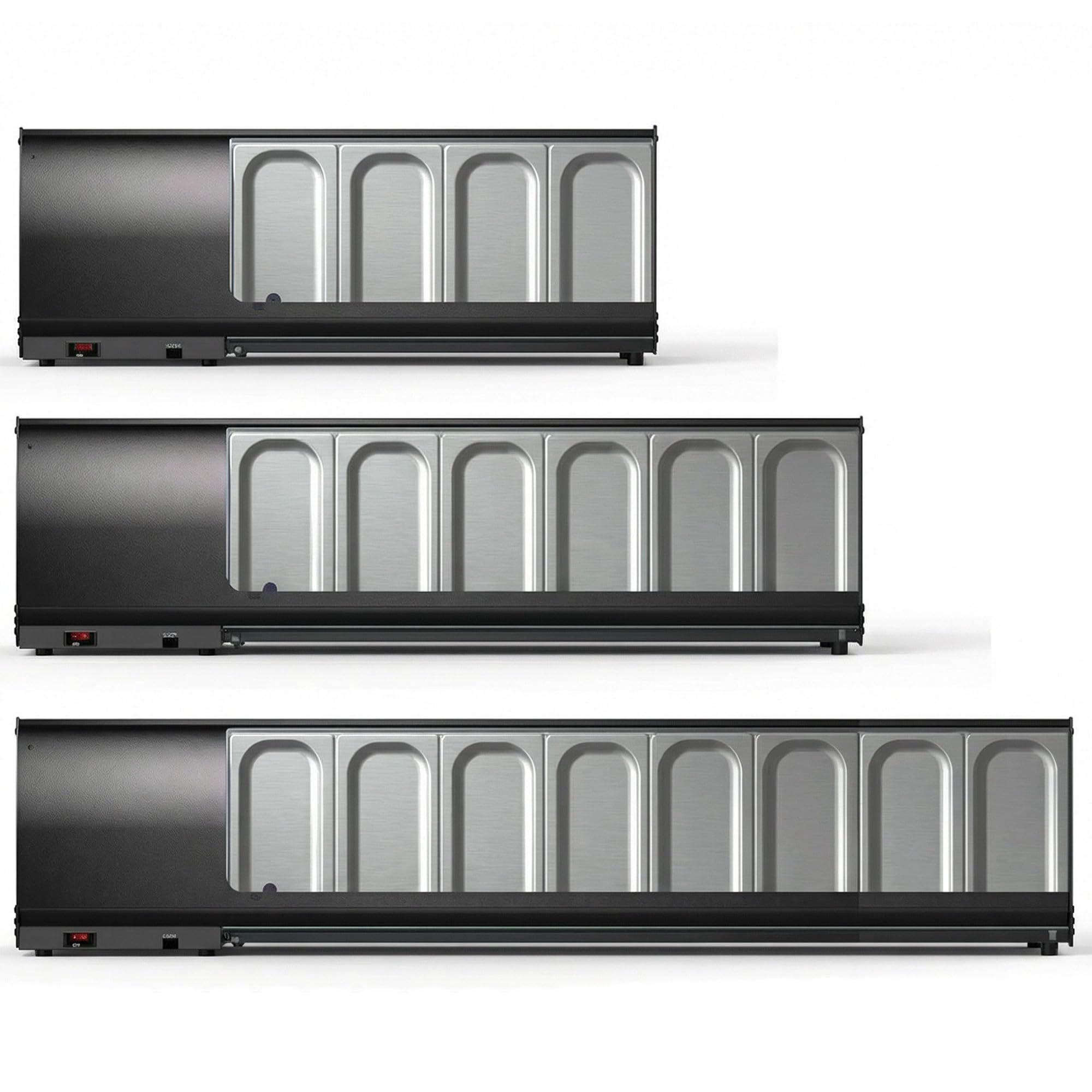 WORLDMAI x SAYL Deckelvitrine 144 x 40 cm 6 Eimer GN 1/3 Gastronomie Professionelle Kühlvitrine mit LED-Beleuchtung für Bar Restaurant