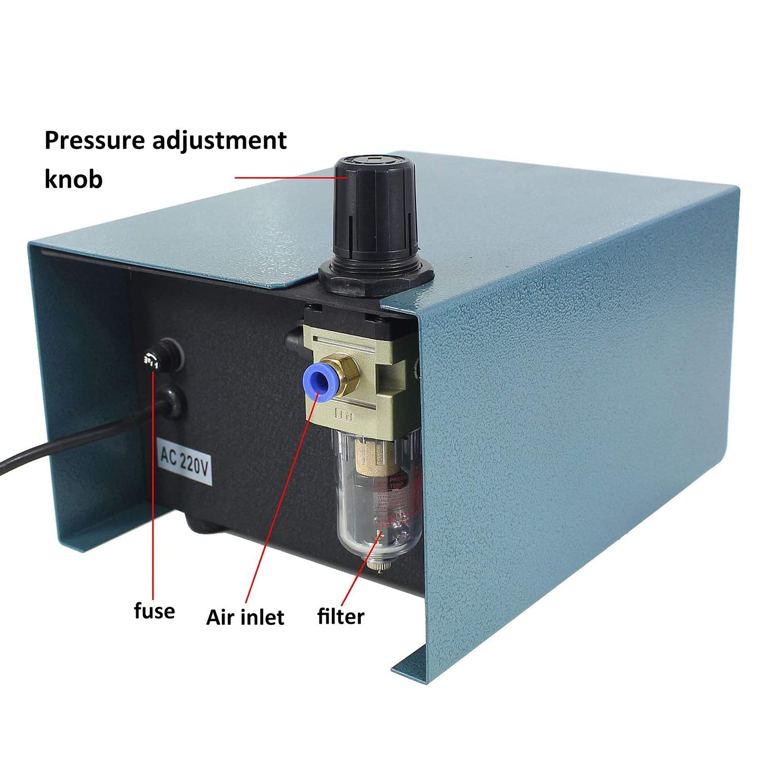 Pneumatische Graviermaschin 100-4000rpm/min Schmuck Gaviermaschine 60W Doppelseitige Schmuckstecher 110V/220 V Double Ended Drehgriff Gravieren mit Fußschalterpedal,220V