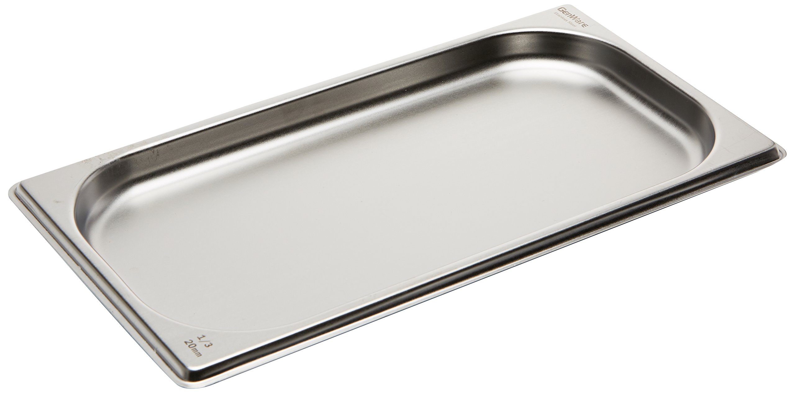 Genware GN13-20 Stainless Steel Gastronorm Pan, 1/3 GN, 327 mm Length, 176 mm Width, 20 mm Deep
