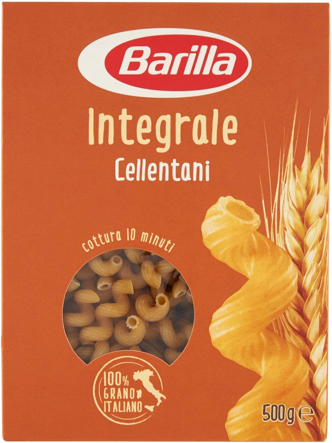 Barilla Pasta Cellentani Integrali con Semola Integrale di Grano Duro 100% Italiano, Pasta Corta Fonte di Fibre, Ideali con Sughi di Verdure o Carne, 500 g - Immagine 1